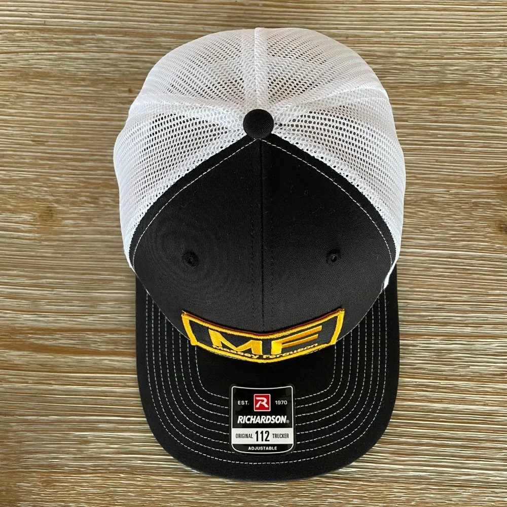 Massey Ferguson Vintage Patch Hat - Black & White Richardson 112 Trucker Cap - Picture 5 of 7